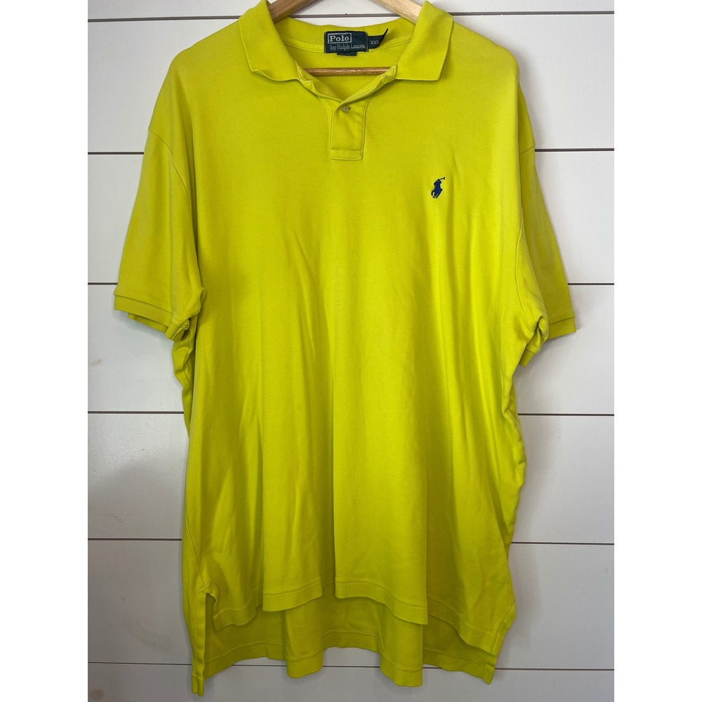 Polo Ralph Lauren Mens XXL Neon Yellow Lime Green Short Sleeve Cotton Polo Shirt